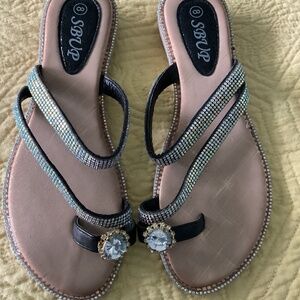 Ladies sparkly flat sandales